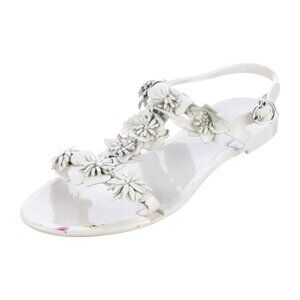 Moncler Glrk White Rubber T-Strap Sandals Size 3.5